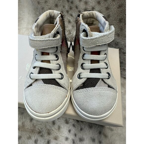 Burberry Scarpa Tennis Sneakers - Toddler Size 19 Light Trench Plaid Canvas - Picture 2 of 10